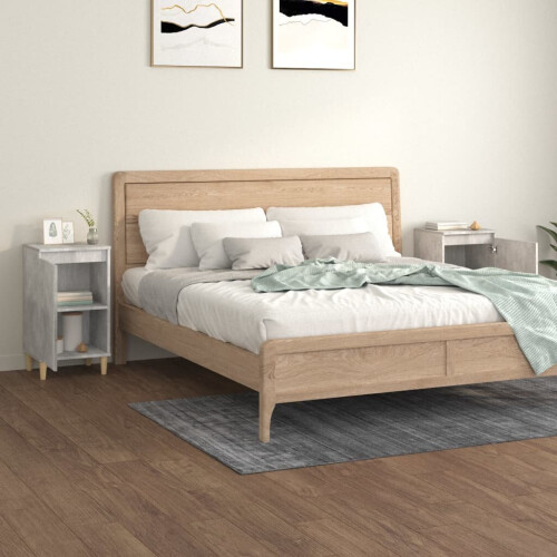 VidaXL (concrete grey, 2 pcs) vidaXL 1/2x Bedside Cabinet Engineered Wood End Table Nightstand Multi Colours 2