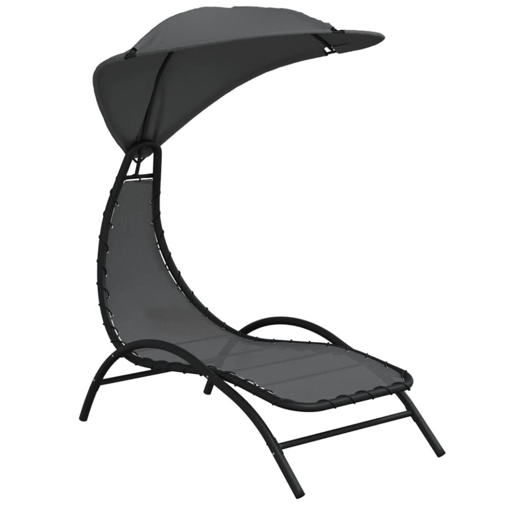 (dark grey) vidaXL Sun Lounger Sun Bed Day Bed Sunlounger with Canopy Fabric and Steel