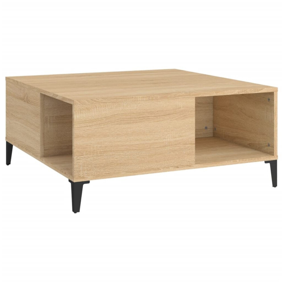 VidaXL Coffee Table Sonoma Oak Engineered Wood 80x80 cm Brown - Image 2