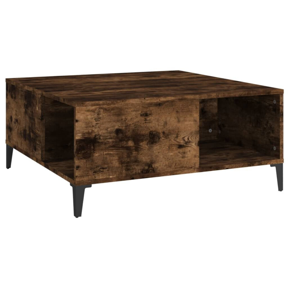 vidaXL Coffee Table Smoked Oak Engineered Wood Brown 80x80x36.5 cm - Image 2
