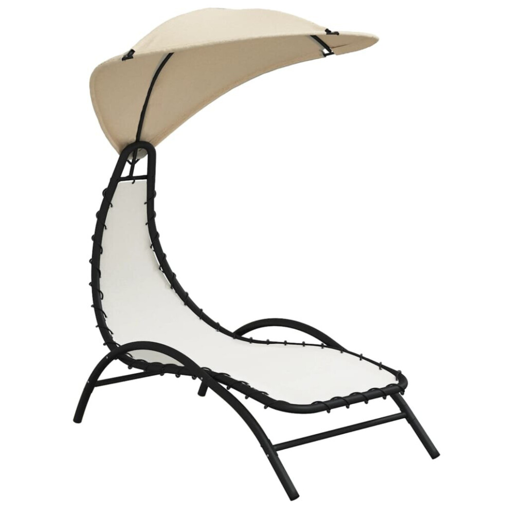 (cream) vidaXL Sun Lounger Sun Bed Day Bed Sunlounger with Canopy Fabric and Steel