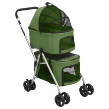 (green) vidaXL 2-Layers Folding Dog Stroller 83x48x97 cm Oxford Fabric Multi Colours