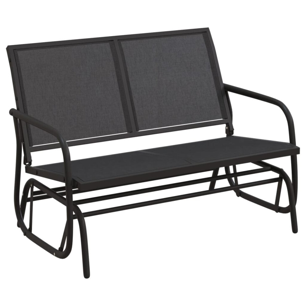 (black) vidaXL Garden Glider Bench Textilene and Steel Loveseat Bench Black/Brown