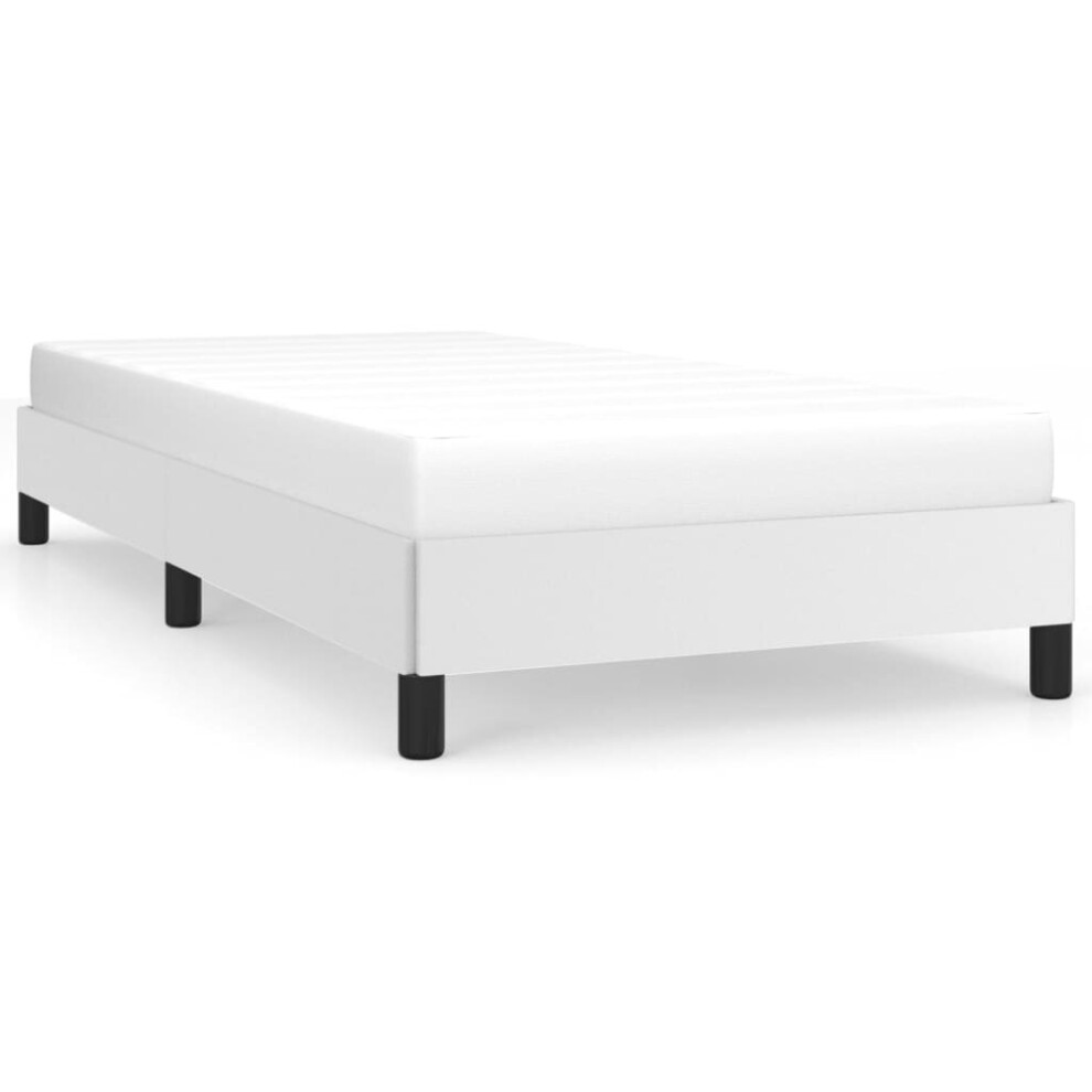 Vidaxl (White, 25 Cm/ 3Ft Single) Bed Frame Mattress Foundation Upholstered Bed Bedstead Faux Leather