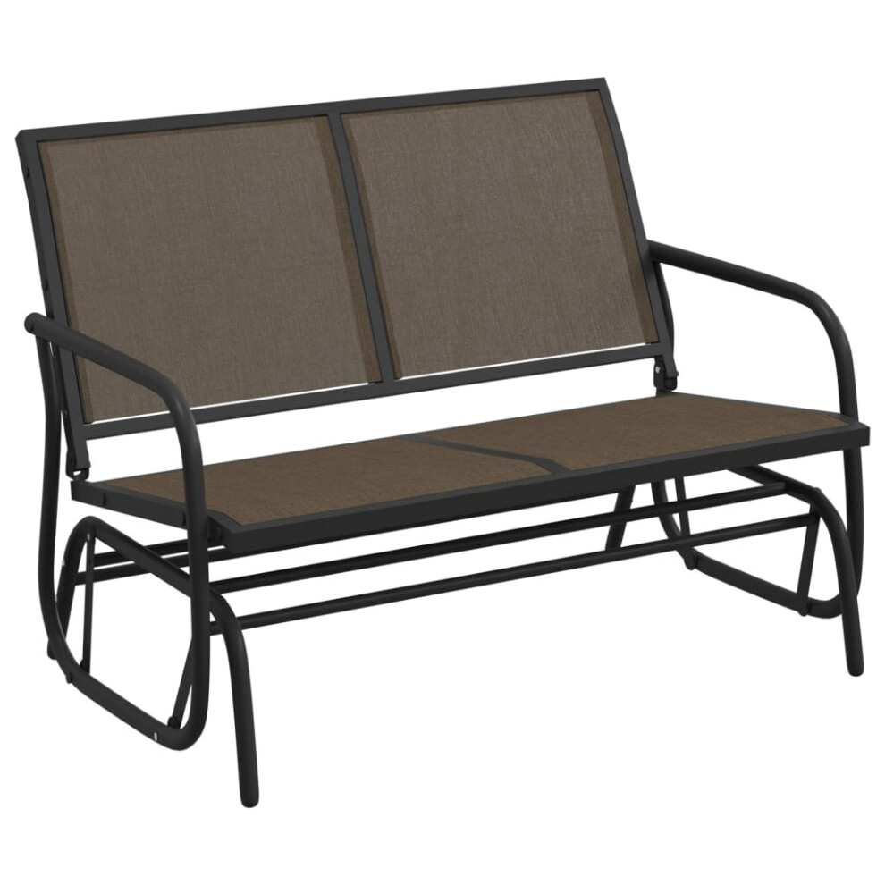 (brown) vidaXL Garden Glider Bench Textilene and Steel Loveseat Bench Black/Brown