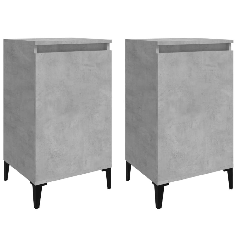 Vidaxl (Concrete Grey, 2 Pcs) 1/2X Bedside Cabinet White 40X35x70 Cm Engineered Wood Multi Colours