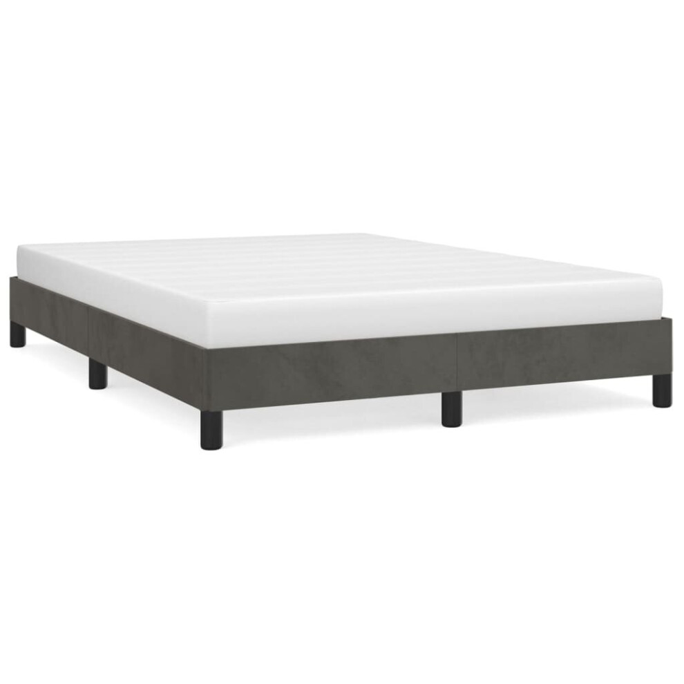 Vidaxl (Dark Grey, 25 Cm/ 4Ft6 Double) Bed Frame Mattress Foundation Bedroom Upholstered Bed Bedstead Velvet