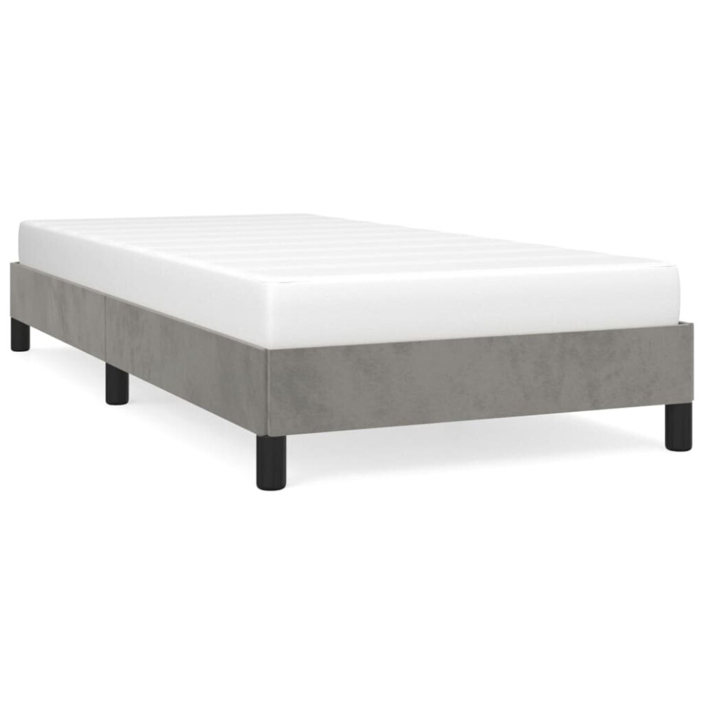 Vidaxl (Light Grey, 25 Cm/ 3Ft Single) Bed Frame Mattress Foundation Bedroom Upholstered Bed Bedstead Velvet