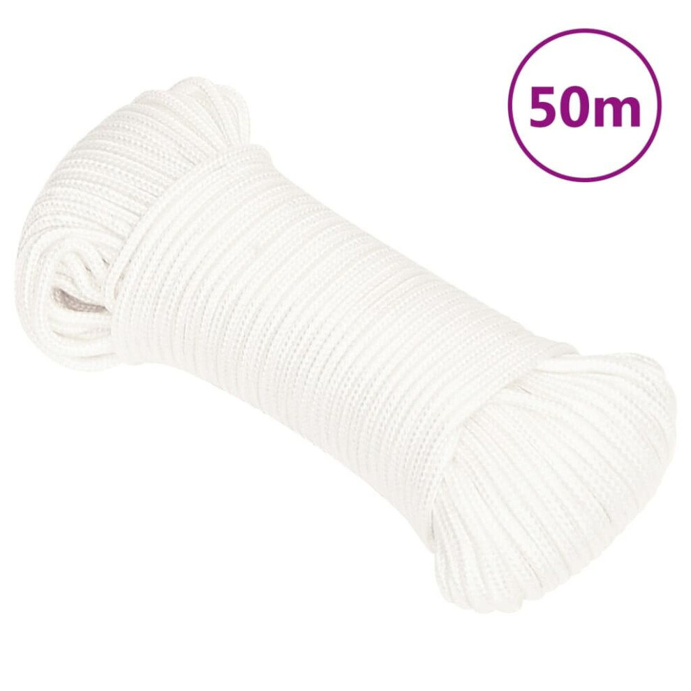 (white, 3 mm/ 50 m) Marine Rope Dock Coil Boat Line Polypropylene Rope Multi Sizes Multi Colours