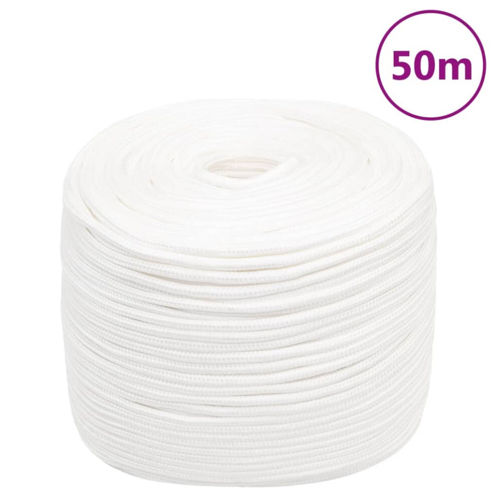 Vidaxl (White, 6 Mm/ 50 M) Marine Rope Dock Coil Boat Line Polypropylene Rope Multi Sizes Multi Colours