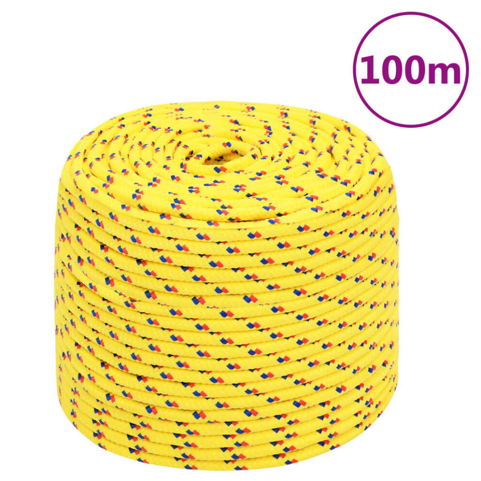(Yellow, 10 Mm/ 100 M) Marine Rope Dock Coil Boat Line Polypropylene Rope Multi Sizes Multi Colours 8720287128939