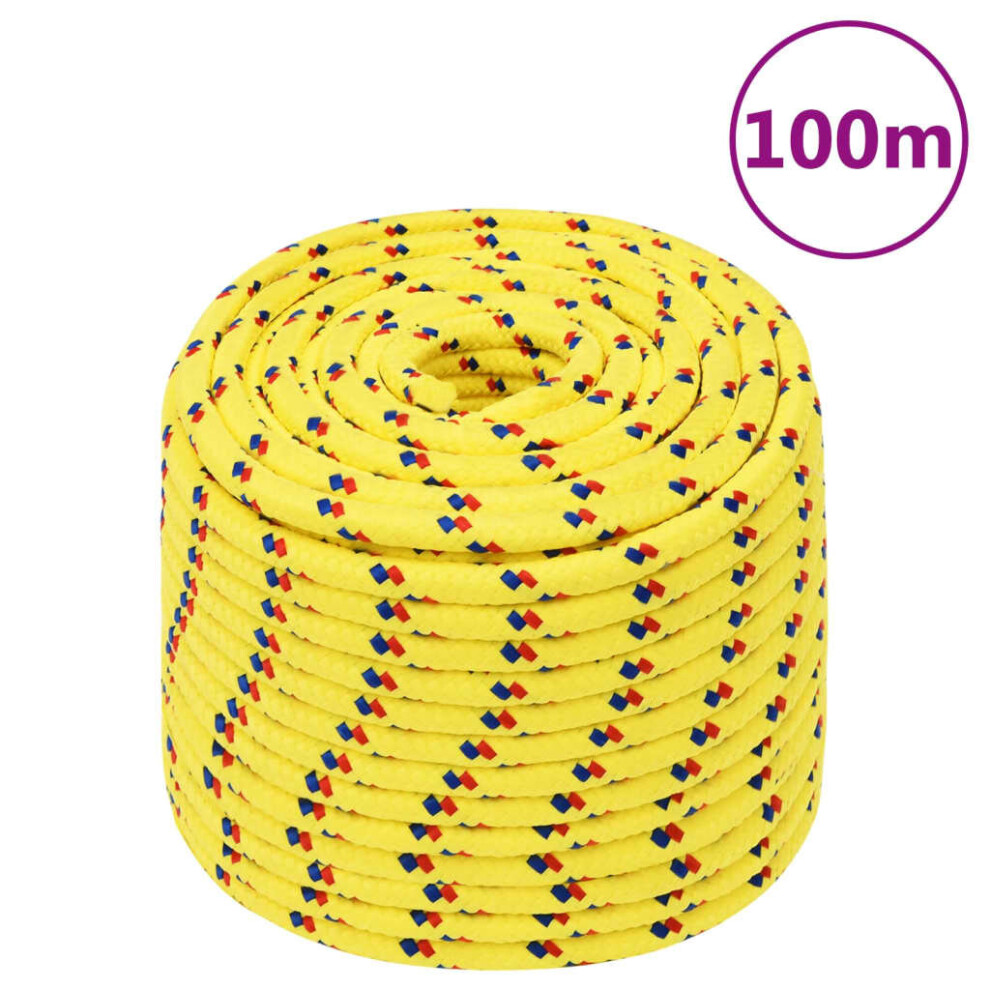 (yellow, 12 mm/ 100 m) Marine Rope Dock Coil Boat Line Polypropylene Rope Multi Sizes Multi Colours