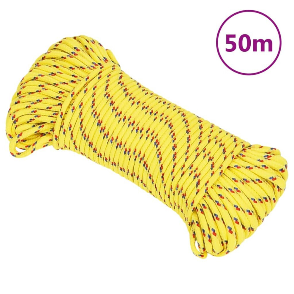 (yellow, 5 mm/ 50 m) Marine Rope Dock Coil Boat Line Polypropylene Rope Multi Sizes Multi Colours