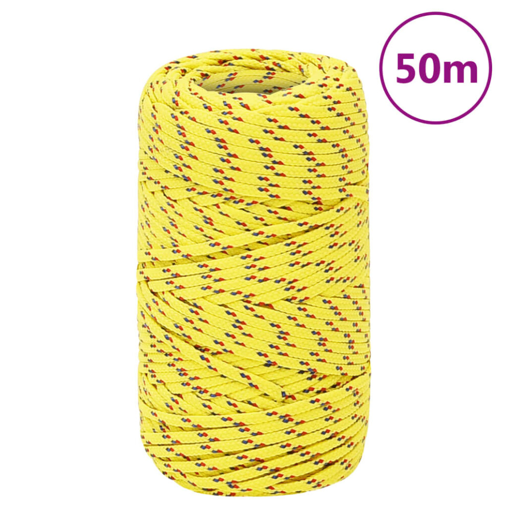 (yellow, 2 mm/ 50 m) Marine Rope Dock Coil Boat Line Polypropylene Rope Multi Sizes Multi Colours