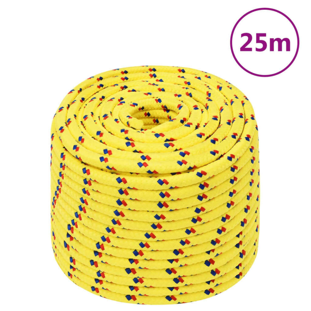 (yellow, 14 mm/ 25 m) Marine Rope Dock Coil Boat Line Polypropylene Rope Multi Sizes Multi Colours