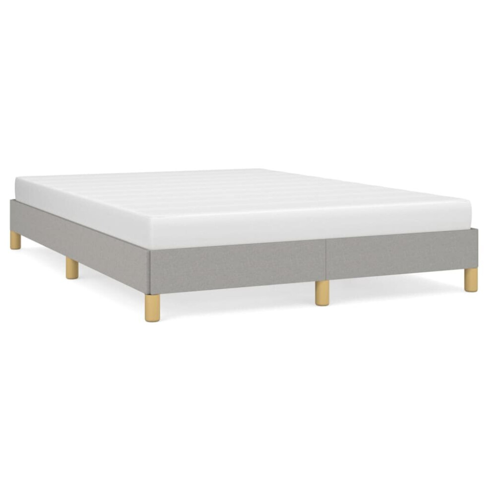 Vidaxl (Light Grey, 25 Cm/ 4Ft6 Double) Bed Frame Mattress Foundation Bedroom Upholstered Bed Bedstead Fabric