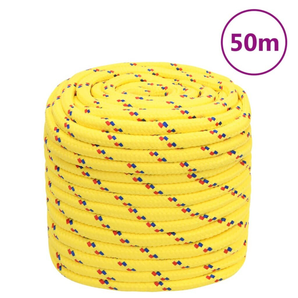 (Yellow, 16 Mm/ 50 M) Marine Rope Dock Coil Boat Line Polypropylene Rope Multi Sizes Multi Colours 8720287129059