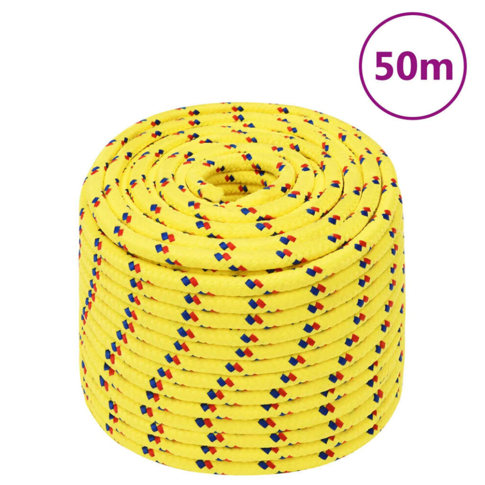 (Yellow, 14 Mm/ 50 M) Marine Rope Dock Coil Boat Line Polypropylene Rope Multi Sizes Multi Colours 8720287129011
