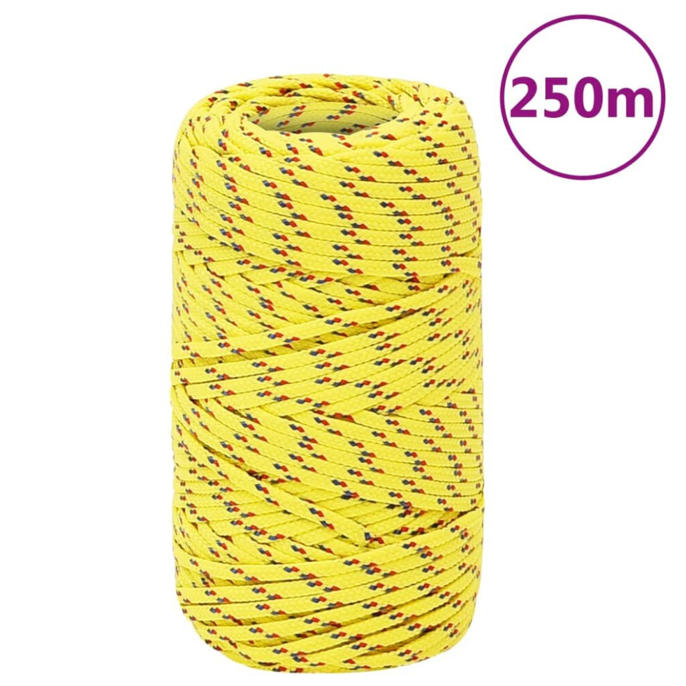 (yellow, 2 mm/ 250 m) Marine Rope Dock Coil Boat Line Polypropylene Rope Multi Sizes Multi Colours