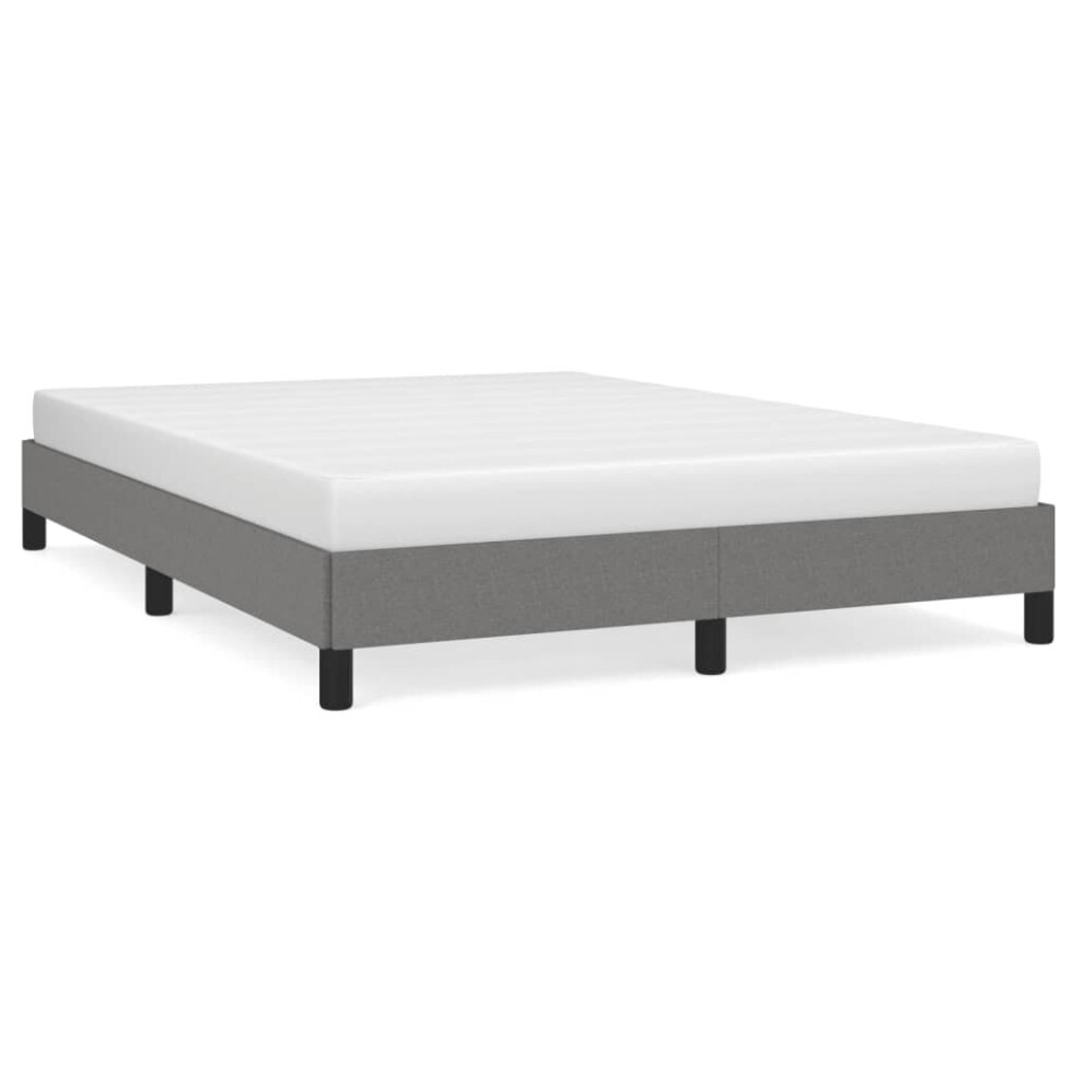 Vidaxl (Dark Grey, 25 Cm/ 4Ft6 Double) Bed Frame Mattress Foundation Bedroom Upholstered Bed Bedstead Fabric