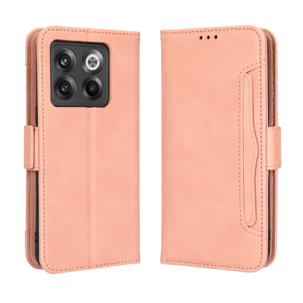 Case For Oneplus 10T 5G Cover Adjustable Detachable Card Holder Magnetic Closure Leather Wallet Case - Pink 669060642621