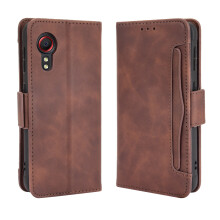 Case for Samsung Galaxy XCover 5 - Leather Wallet Case with Adjustable Detachable Card Holder, Magnetic Closure, Kickstand, Brown