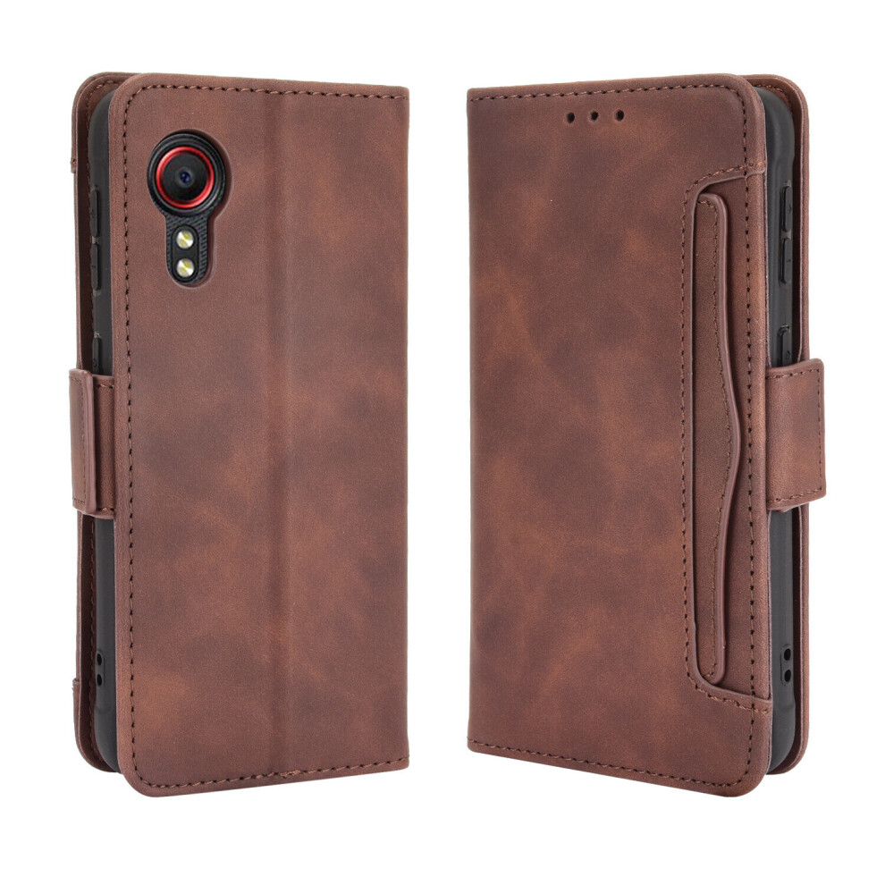 Case for Samsung Galaxy XCOVER 5 Cover Adjustable Detachable Card Holder Magnetic closure Leather Wallet Case - Brown