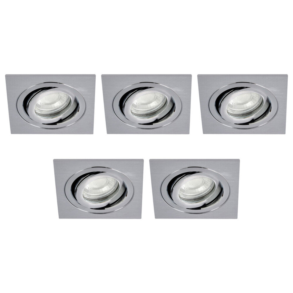 Litecraft (5 Pack) Square Tiltable Recess Downlight Nickel