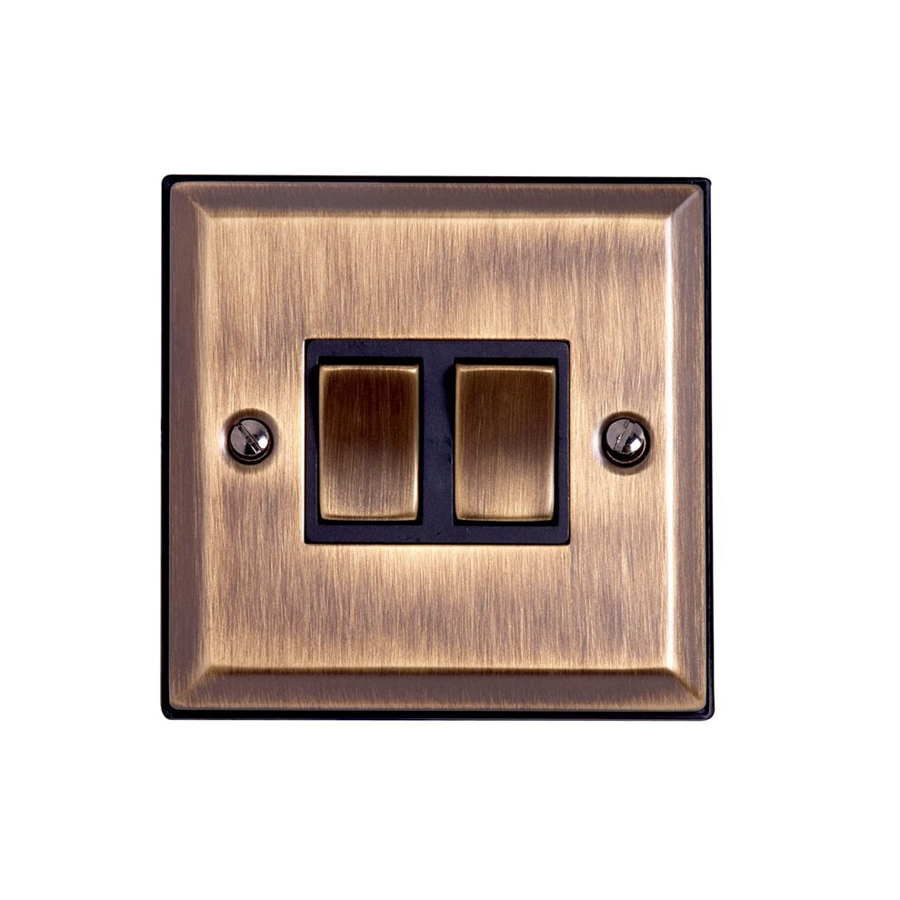 Litecraft Electrical 2G 10A Light Switch - Antique Brass Clearance 5020024100376