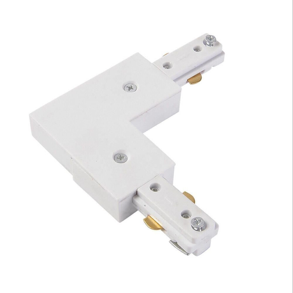 Litecraft L Shaped Connector For Single Circuit Mains Track - White 5051569029686