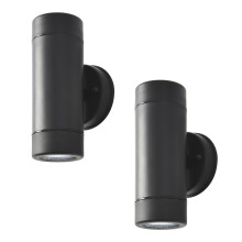 Litecraft Hahn Up Down Outdoor Wall Light in Black - 2 Pack Clearance