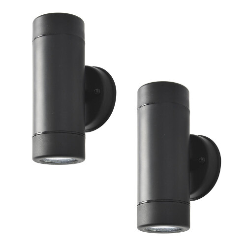 Litecraft Hahn Up Down Outdoor Wall Light in Black - 2 Pack Clearance