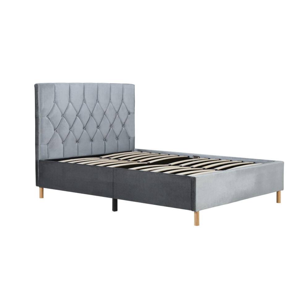 Grey Small Double Bed Frame Birlea Loxley 120cm 4FT Fabric Bedstead