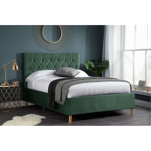 Birlea Green Small Double Bed Frame Birlea Loxley 120cm 4FT Fabric Bedstead 1