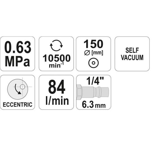 YATO YT-09740, random orbit air sander eccentric sander, 150mm, self vacuum 2