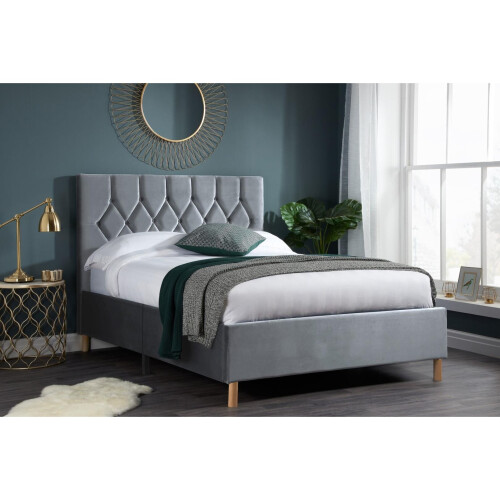 Birlea Grey Small Double Bed Frame Birlea Loxley 120cm 4FT Fabric Bedstead 1