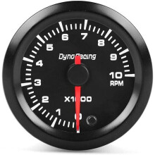 2" 52mm 7 Color LED Car Interior Pointer Tachometer Tacho Gauge Meter 0~10RPM Smoke Face for 4/6/8 Cylinder Engine 12V Gasoline Cars Vehicles