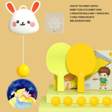 ( Rabbit-1set(2racket+5ball+poth...) Indoor Hanging Table Tennis Trainer with Racket and Balls Portable Exerciser Toy