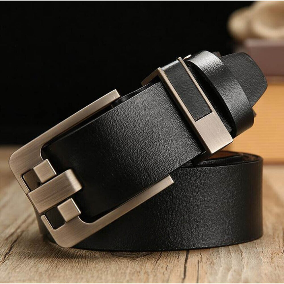 (  Black,   105cm) enuine Leather Mens Belt Classic Pin Buckle Men Dress Waistband Strap-image-OPC-PBHYRFP-NEW