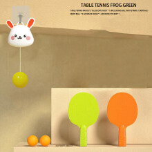 ( Rabbit-1set(2racket+3ball+poth...) Indoor Hanging Table Tennis Trainer with Racket and Balls Portable Exerciser Toy