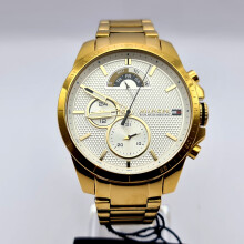 NEW TOMMY HILFIGER 1791538 YELLOW GOLD WHITE DIAL MENS WATCH