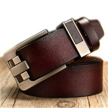 ( Brown, 105cm) enuine Leather Mens Belt Classic Pin Buckle Men Dress Waistband Strap