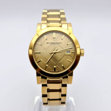 NEW BURBERRY BU9134 THE CITY STAINLESS YELLOW GOLD TONE WOMEN'S WATCH