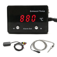 Car Modified Exhaust Temp Thermometer P-ETM-01 12V Digital Display with Sensor for Most 12V Automobile Cars Vehicles