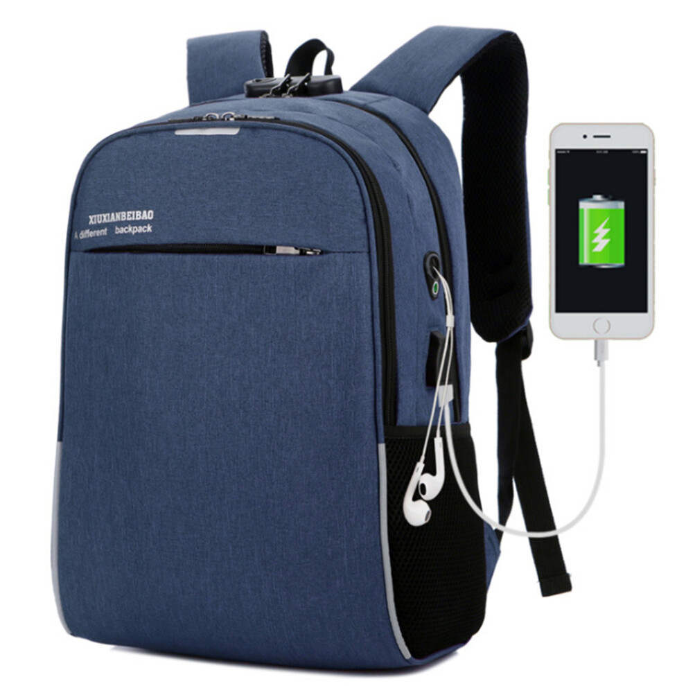 (  Blue) 16" Laptop Business Antitheft Backpack USB Charging Port Travel School Rucksack-image-OPC-PBHYTGX-NEW