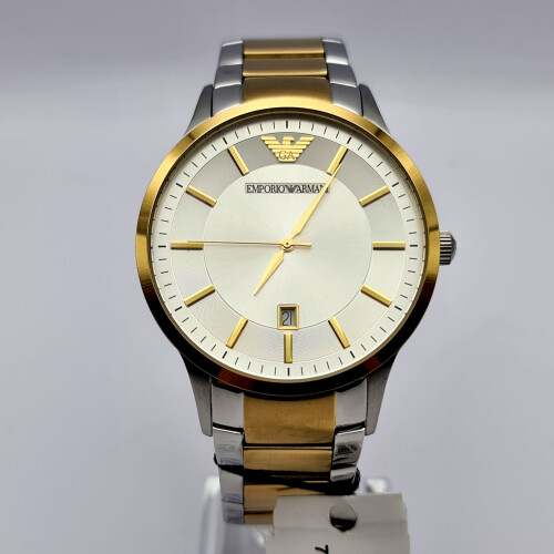 NEW EMPORIO ARMANI AR2449 RENATO MENS WATCH SILVER GOLD WHITE DIAL on OnBuy