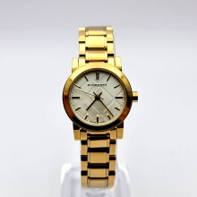 NEW BURBERRY BU9203 YELLOW GOLD ION PLATED THE CITY WOMEN'S WATCH