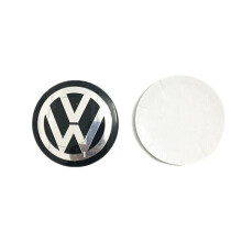 60Mm 4Pcs Voikswagen Black Silver Center Hub Caps Self Adhesive Badge