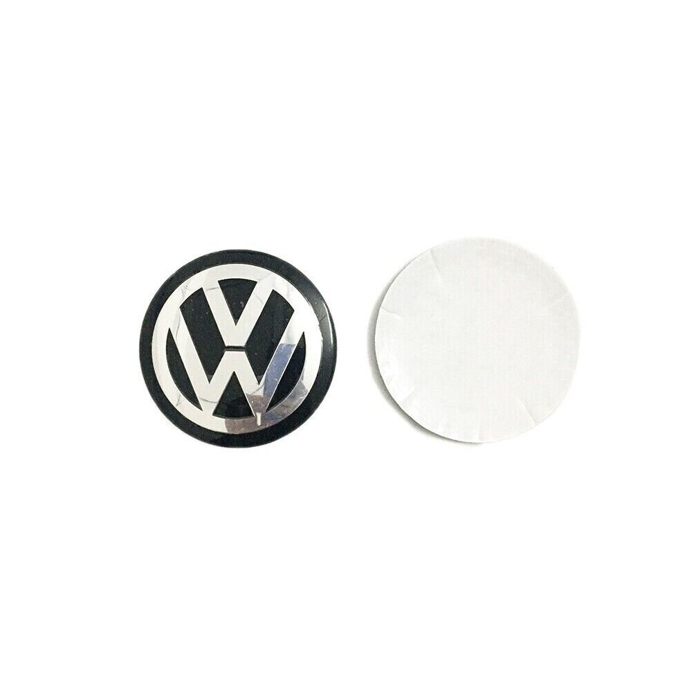 60Mm 4Pcs Voikswagen Black Silver Center Hub Caps Self Adhesive Badge