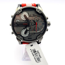 NEW DIESEL DZ7423 MR DADDY 2.0 GREY RED TONE NYLON BRACELET MENS WATCH